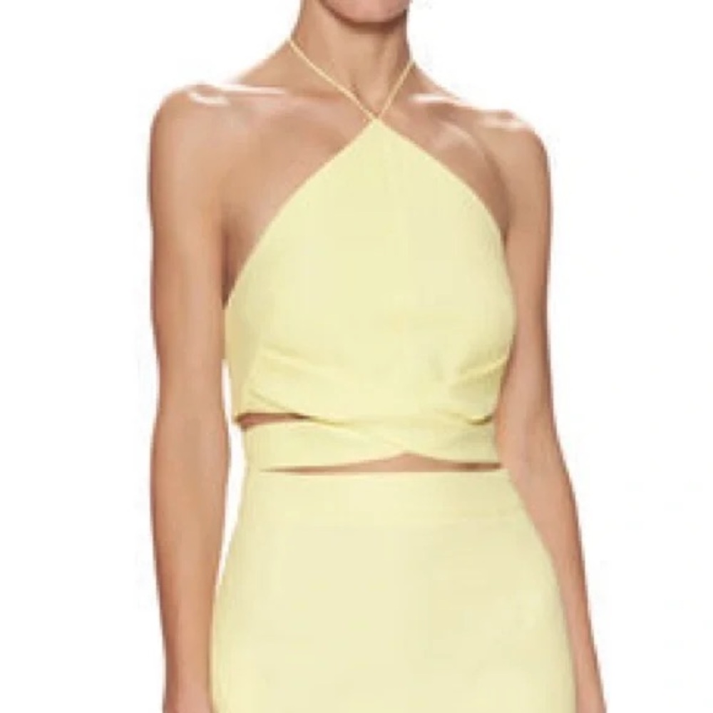 Nicholas Yellow Cut Out Halter Crop Top size 4